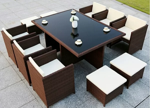 Outdoor table, chair, rattan chair set (12)