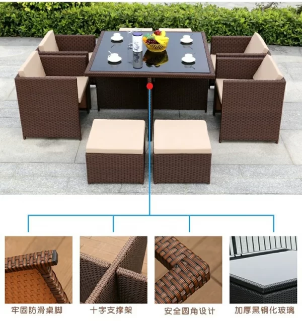 Outdoor table, chair, rattan chair set (16)