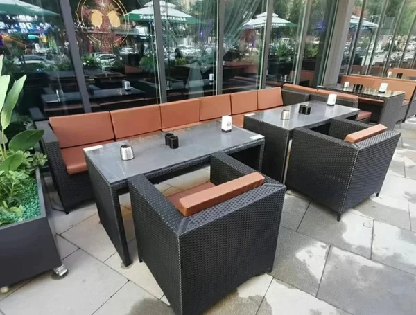 Outdoor table, chair, rattan chair set (2)