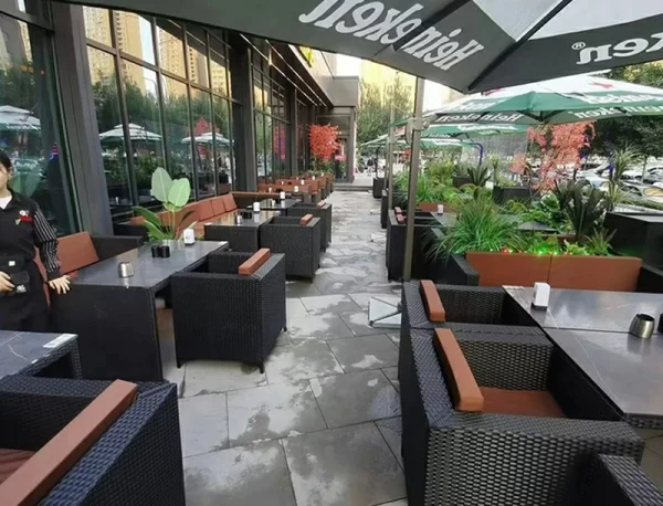 Outdoor table, chair, rattan chair set (3)