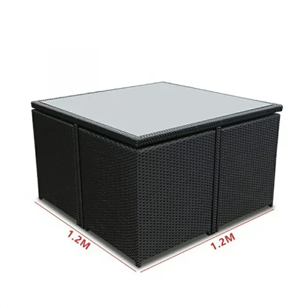 Outdoor table, chair, rattan chair set (4)