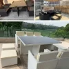 Outdoor table, chair, rattan chair set (7)