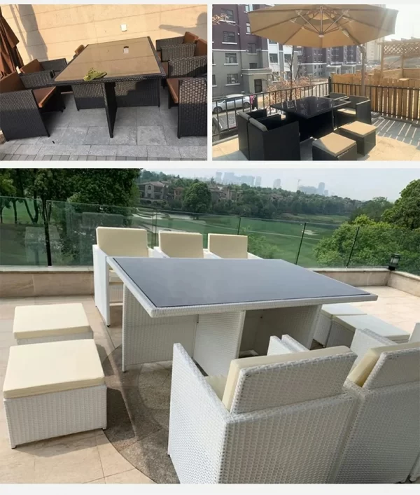 Outdoor table, chair, rattan chair set (7)