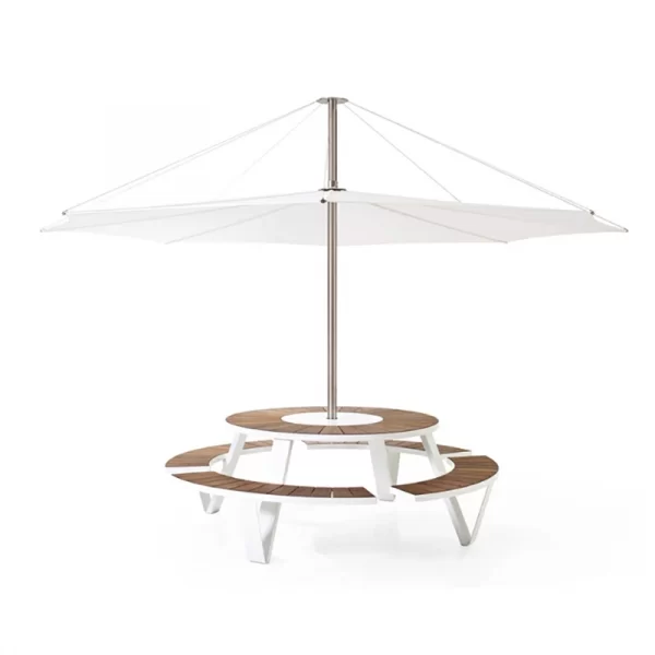 Outdoor tables and chairs with umbrellas, integrated hotel dining tables and chairs (1)
