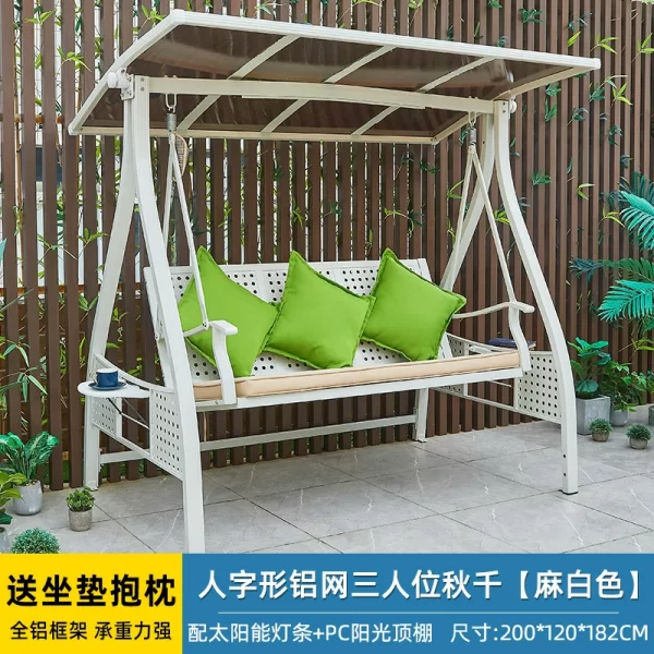 Outdoor white double swing rocking chair iron hanging chair swing (1)