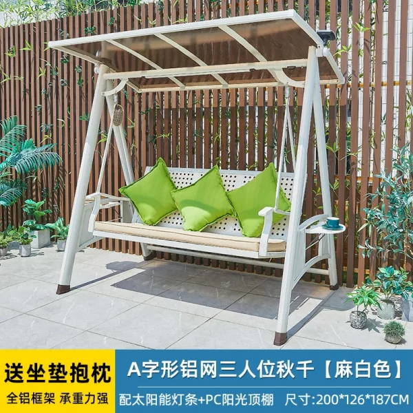 Outdoor white double swing rocking chair iron hanging chair swing (13)