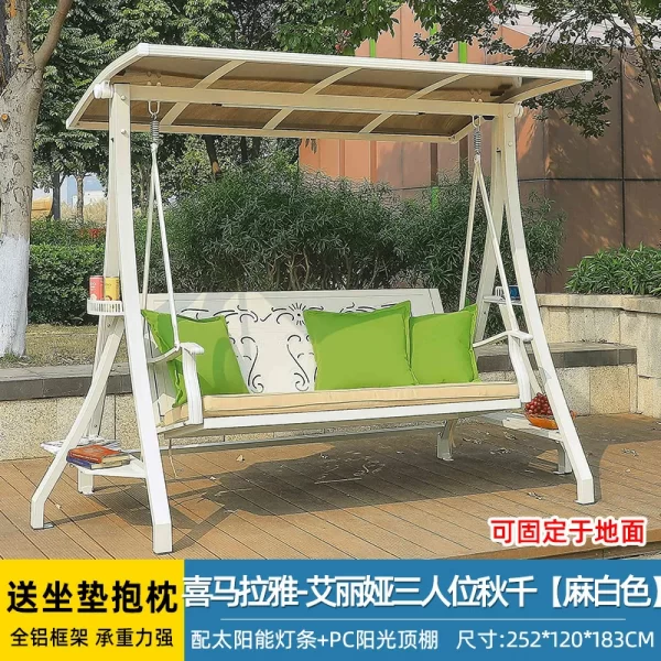 Outdoor white double swing rocking chair iron hanging chair swing (15)