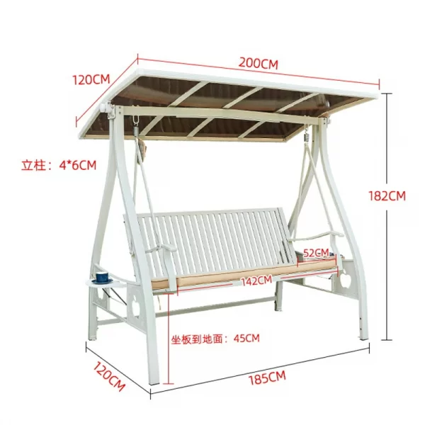 Outdoor white double swing rocking chair iron hanging chair swing (5)