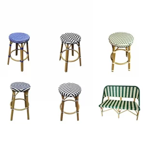 Vintage bar stool, bar chair, bar counter rattan chair, high foot chair, French dining chair, outdoor coffee shop, casual rattan chair