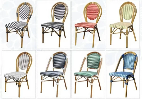 Vintage woven rattan table and chair (2)