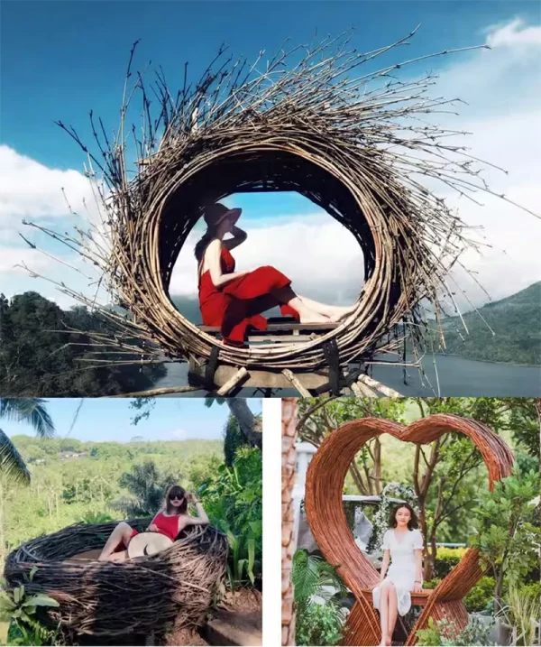 ratten woven hammock, bird's nest swing (1)