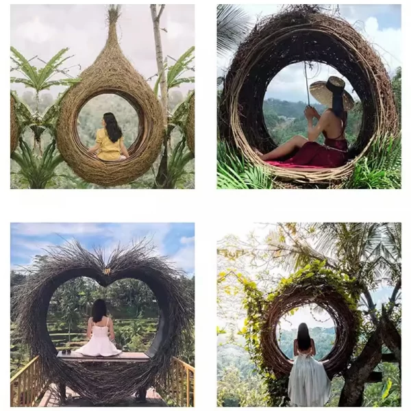 ratten woven hammock, bird's nest swing (3)