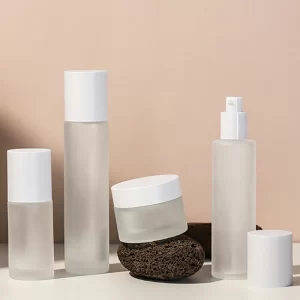 Cosmetic packaging set: 50-100ml frosted glass lotion bottle, 120ml straight-body pure lotion bottle, cream bottle
