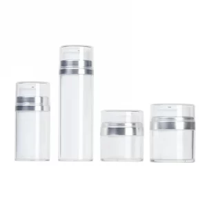 Cosmetic vacuum packaging bottle, 50-100ml round lotion pump bottle with 30G double-layer squeeze cream jar