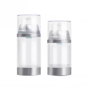 Cosmetics vacuum pump bottle customized AS transparent 120/150ml essence lotion press bottle eye cream bottle packaging