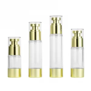 Custom 15-30ml electroplating gold vacuum bottle AS separate bottle 40-50ml transparent essence lotion bottle