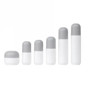 Custom round grey cap set bottle 60-120ml white lotion bottle 30g round cream bottle round bottom glass bottle