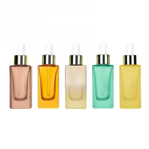 Custom square thick bottom glass dropper bottle 30ml color essence liquid bottle silver electroplating ring essential oil bottle