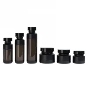 Customized 30-100ml acrylic lotion bottle 15-50g black cream bottle cosmetic skin care set bottle