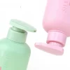 Customized color 300ml pink round shoulder PET shampoo bottle (7)