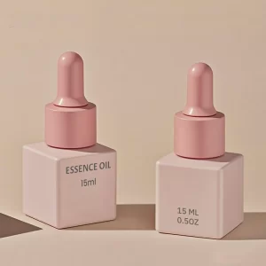 Customized glass thick bottom dropper bottle for packaging materials, 15ml square essential oil dispensing bottle, skincare product empty bottle