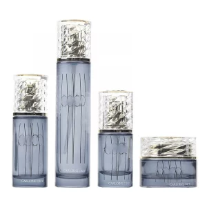 Customized packaging glass set bottle, electroplating pump bottle, lotion bottle, transparent full cover, gold top piece cream bottle