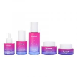 Gradual pink glass suit bottle 30ml thick bottom dropper bottle 100ml blue lotion bottle 50g cream bottle