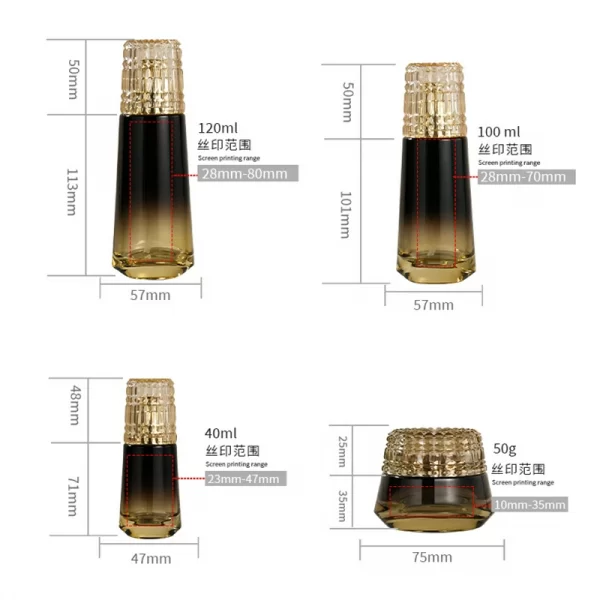 High grade diamond thick bottom skin care product set glass separate bottle (7)