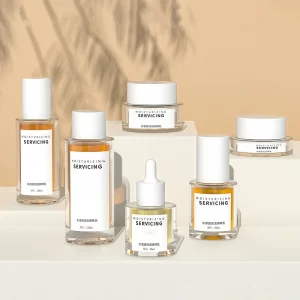 High-transparency glass set bottle 30g cream bottle dropper bottle 100ml white cap lotion bottle 120ml spray bottle