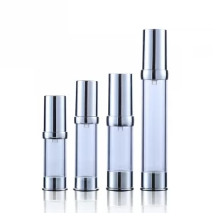 Packaging Customized small capacity vacuum bottle Sample portable packaging bottle 5-10ml bright silver lotion vacuum bottle