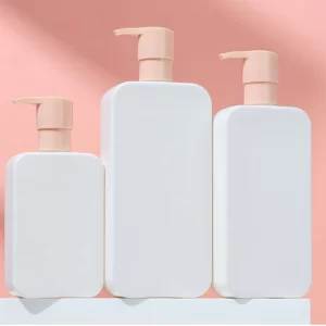 White flat square press-on care bottles